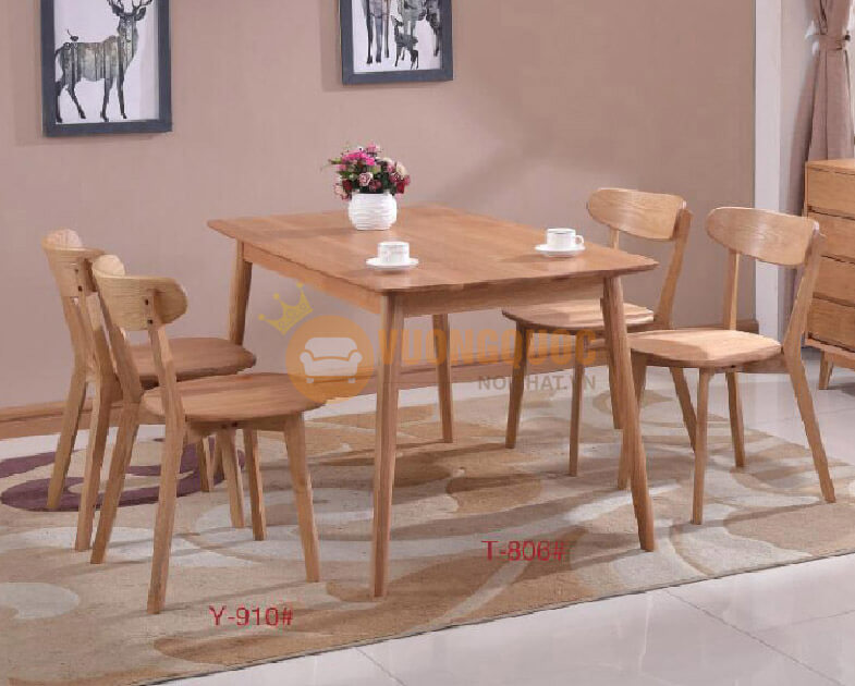 Bộ bàn ghế quán cafe gỗ sồi đẹp HOY T806-4